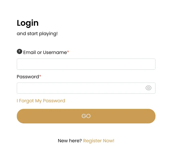 Golden Pharaoh casino login form